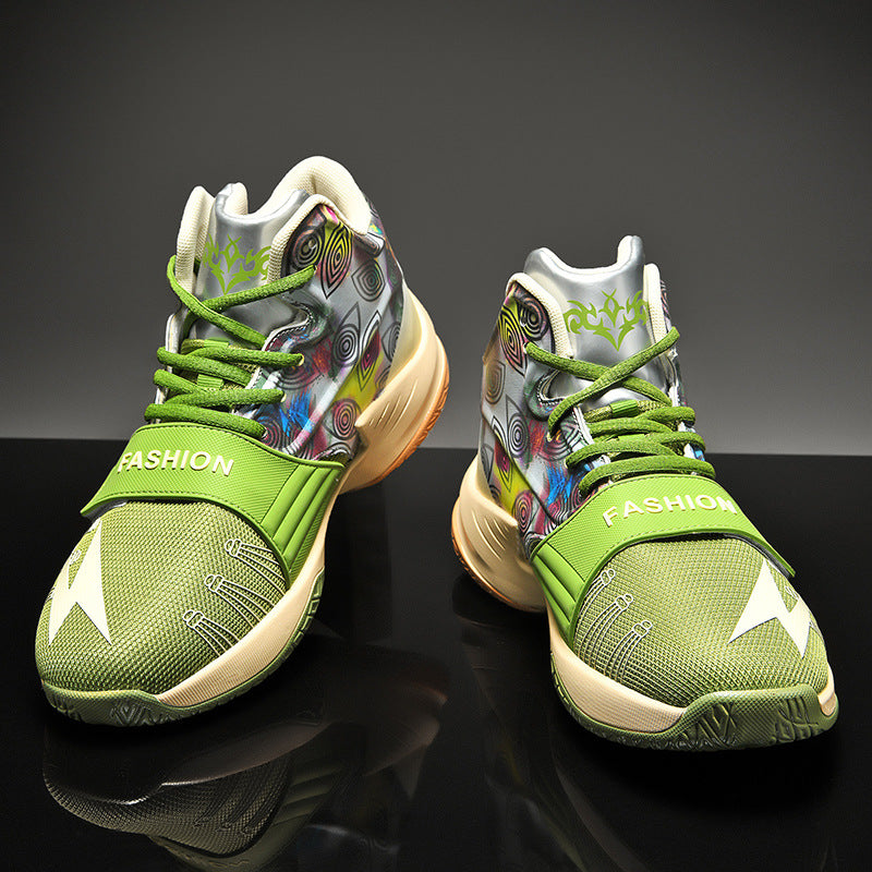 New High-Top Basketball Shoes for Students (White/Purple)