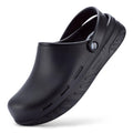 FitVille Wide Chef Shoes Mens Slip Resistant Work Shoes for Food Service Waterproof with Arch Support (8 Wide) Black