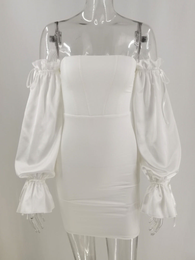 Summer New Sexy Off-Shoulder Bodycon Dress with Lantern Sleeves
