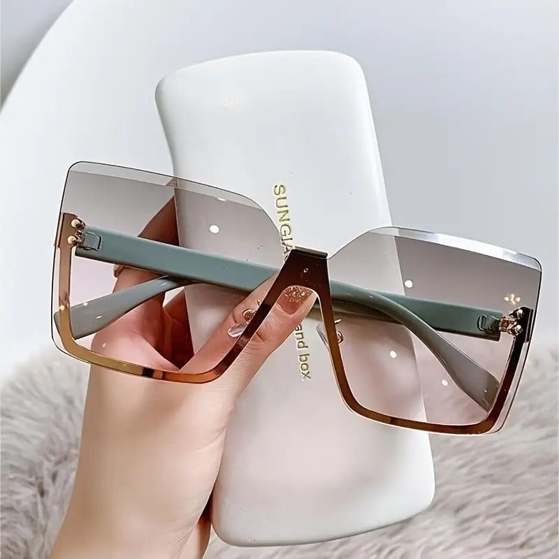 Slim Half-Frame Metal Sunglasses for Women