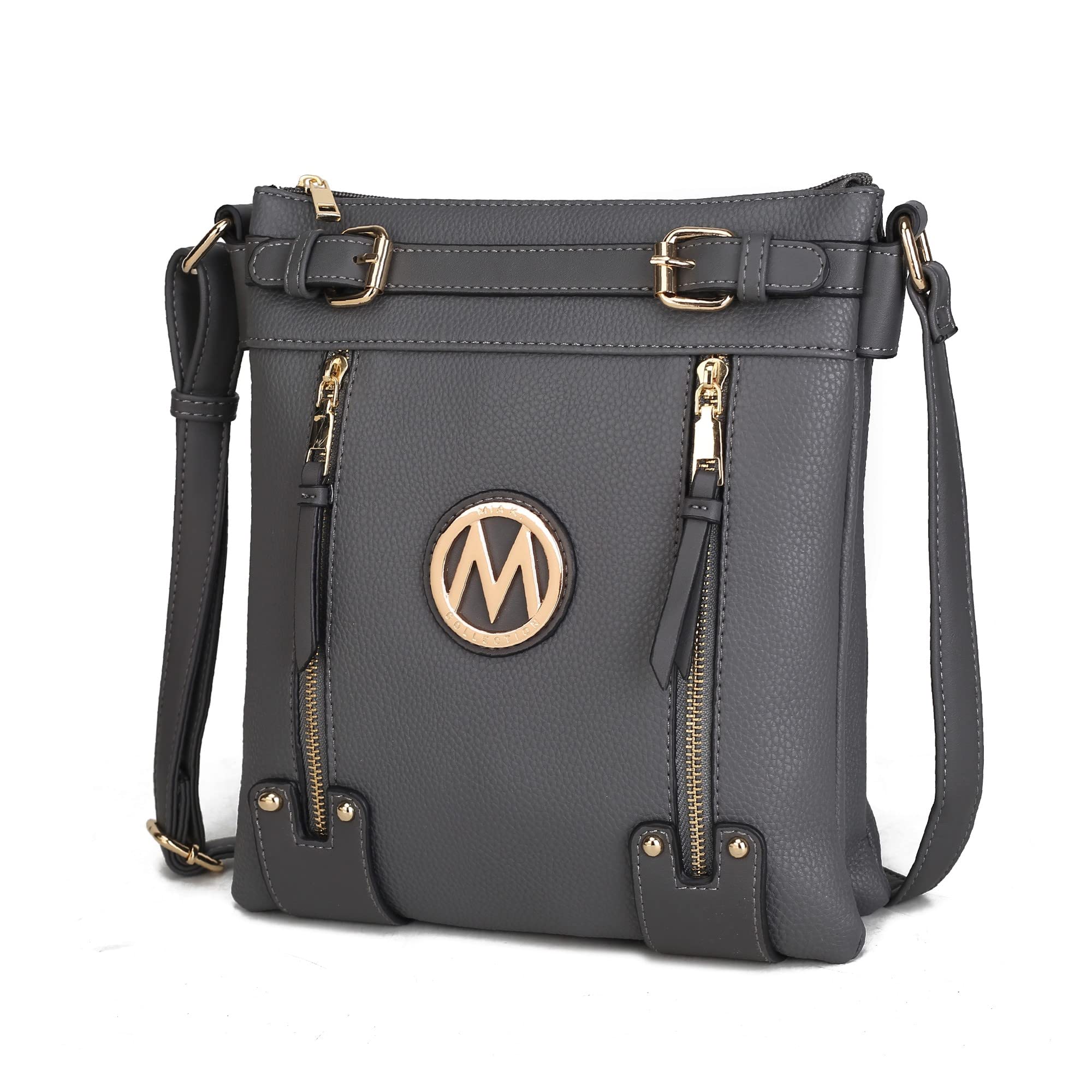 MKF Collection Crossbody bag for women Vegan leather Crossover Designer messenger Purse Charcoal Grey by Mia k