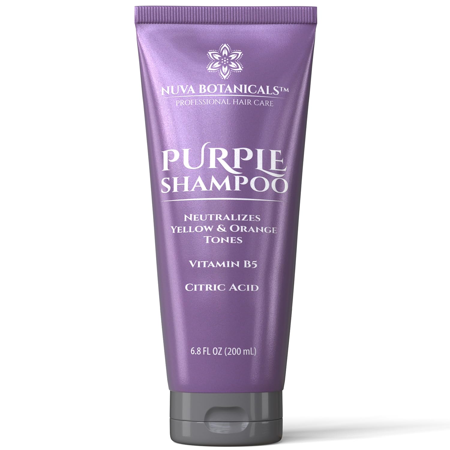 Nuva Botanicals Purple Shampoo for Blondes - Shampoo for Gray Hair for Women Removes Brassy Tones from Hair - Blonde Shampoo with Vitamin B5 - Hair Toner for Bleached Hair 6.8fl oz