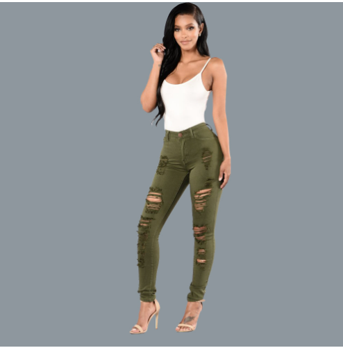 Brown Ripped Skinny Jeans with Distressed Pockets