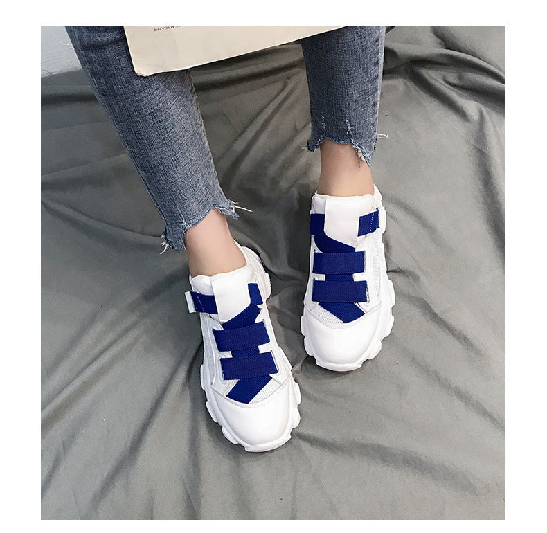 Velcro Platform Sneakers, Dad Shoes, White Casual Shoes