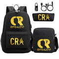 Cristiano Ronaldo Print Casual Canvas Backpack for Teens