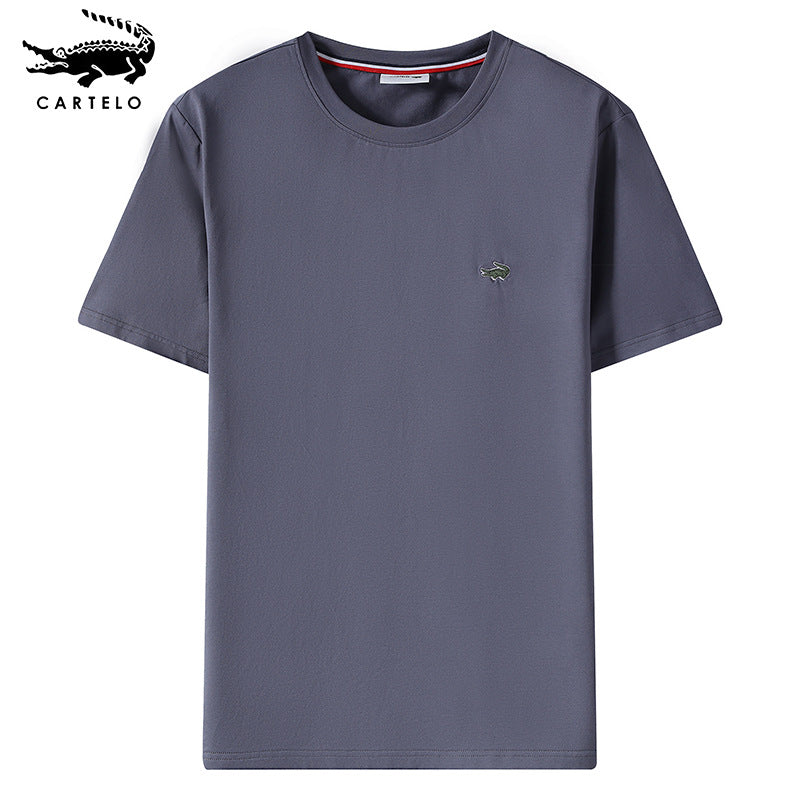 Comfortable Solid Color Cotton Crew Neck T-Shirt