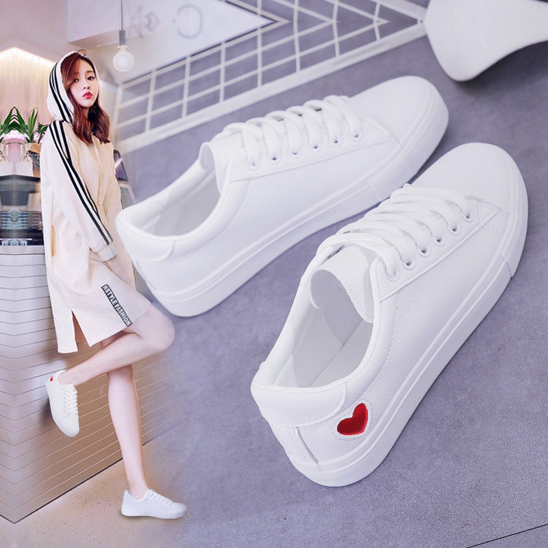 Heart Pattern Women's White Sneakers - 2018 Fashion Style