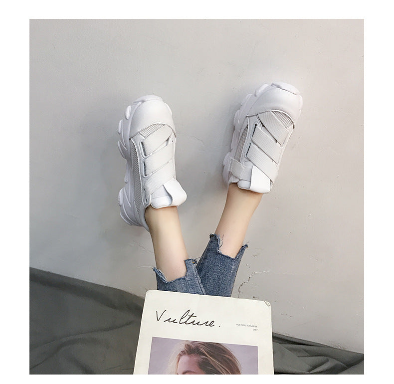 Velcro Platform Sneakers, Dad Shoes, White Casual Shoes