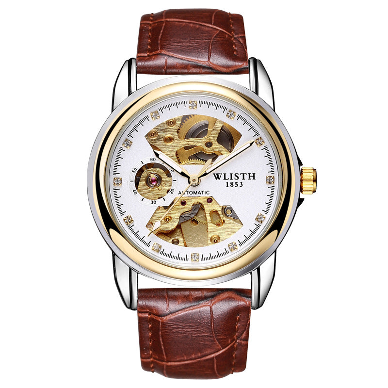 Mechanical Watch with Transparent Hollow Design