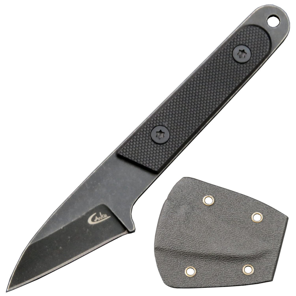 Ccanku C1295 Fixed Blade Knife Neck Knife9Cr18Mov Blade G10 Handle EDC Tool Knife with kydex Sheath for Outdoor Camping Hiking Fishing(Black)