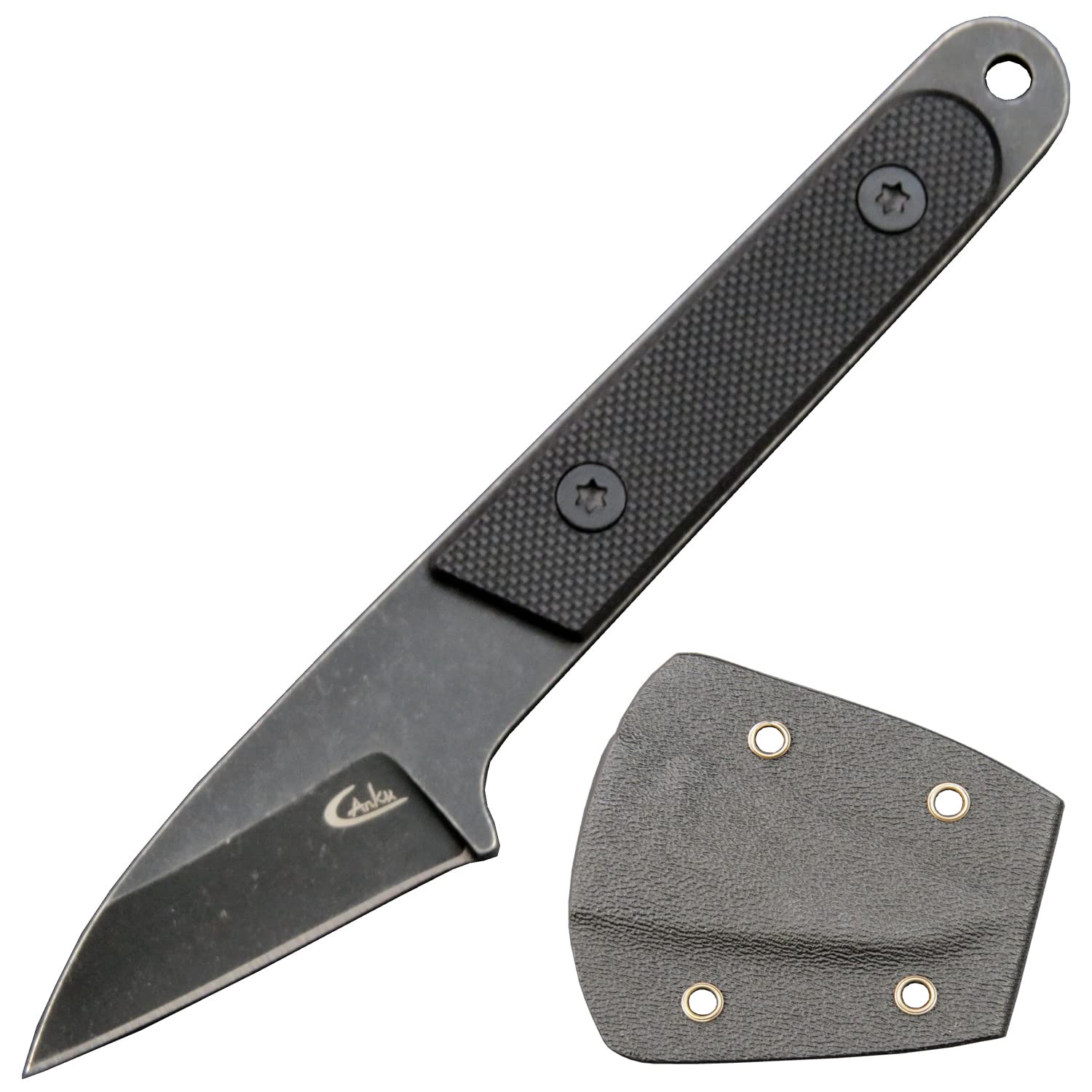 Ccanku C1295 Fixed Blade Knife Neck Knife9Cr18Mov Blade G10 Handle EDC Tool Knife with kydex Sheath for Outdoor Camping Hiking Fishing(Black)