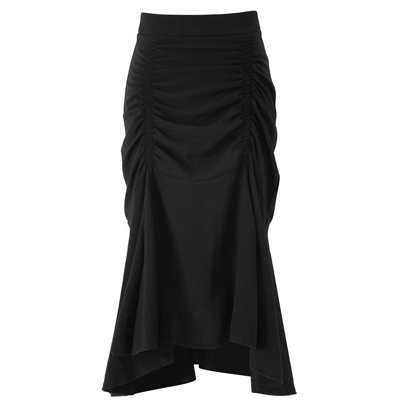 High Waist A-Line Midi Skirt with Side Slit