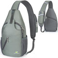 N NEVO RHINO Crossbody Sling Backpack Small Sling Bag Hiking Daypack Chest Bag Travel Shoulder Bags with Anti-theft Pocket (Light Gray Green)