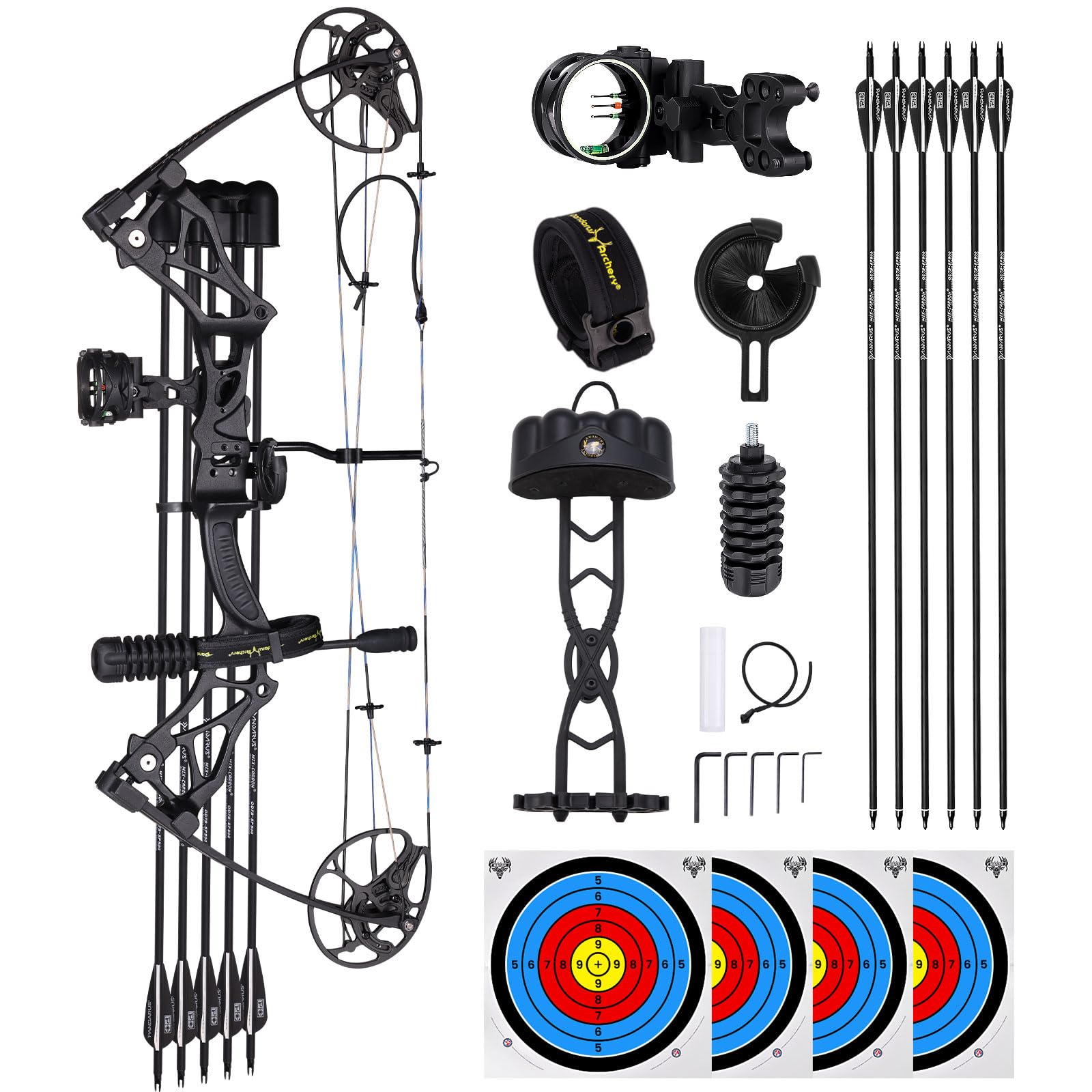 Lightweight Compound Bow and Archery Sets for Adults and Teens ，Right Hand Archery Compound Bows 0-70 lbs Draw Weight Adjustable for Beginners，23.5"-31" Draw Length，Hunting Bow Kit for Beginner