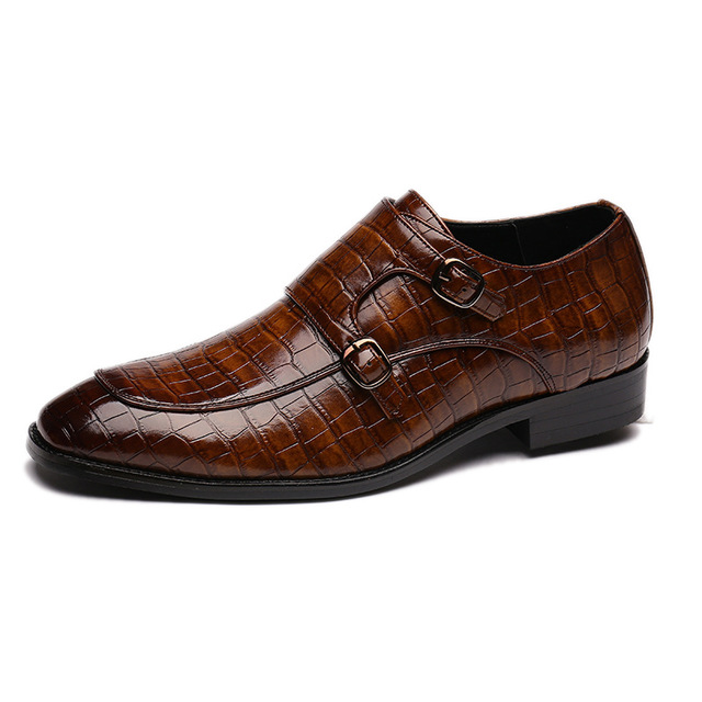 Men's Business Pointed Leather Shoes with Crocodile Pattern
