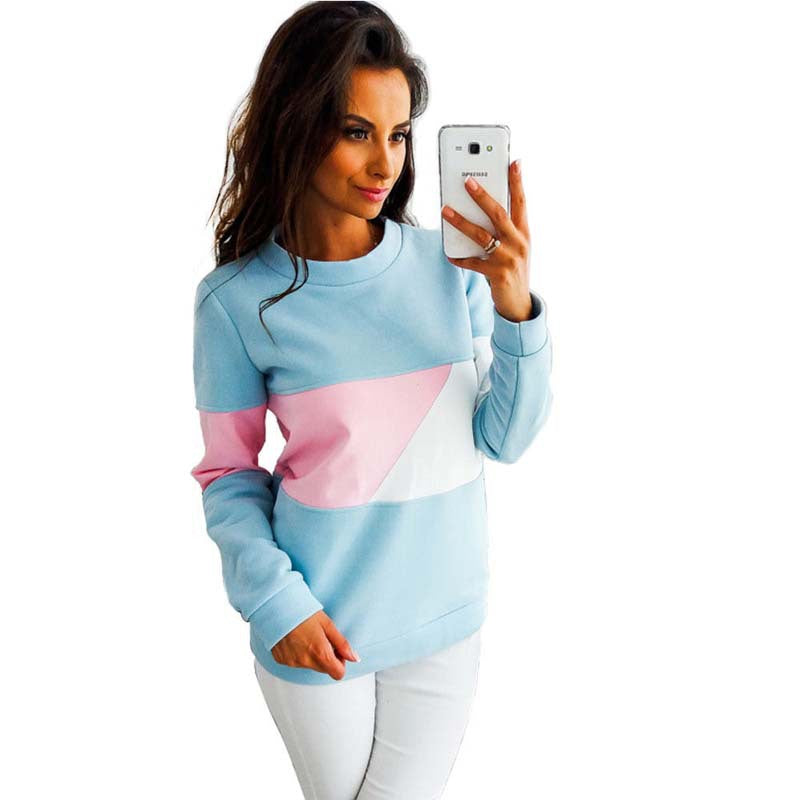 Color Block Long Sleeve Crew Neck Sweatshirt