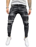 IDEALSANXUN Mens Skinny Jeans Ripped Pattern Stretch Jeans Denim Pants (Black 8839 36)