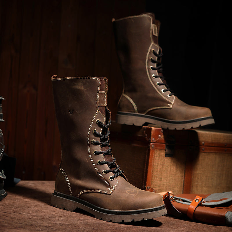 Men's Waterproof Leather Martin Hiking and Combat Boots