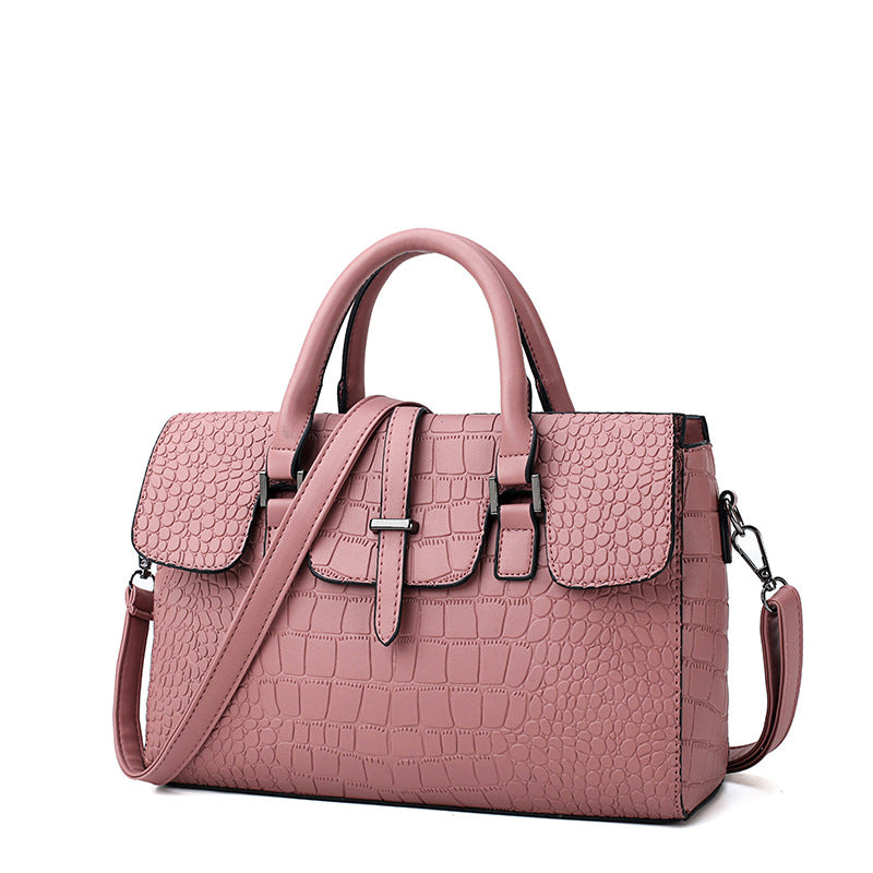 Crocodile Pattern Shoulder and Crossbody Handbag