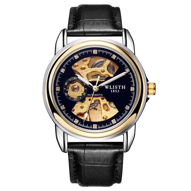Mechanical Watch with Transparent Hollow Design
