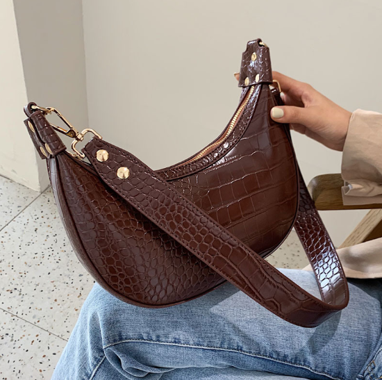 Vintage French Crocodile Pattern Handbag for Women