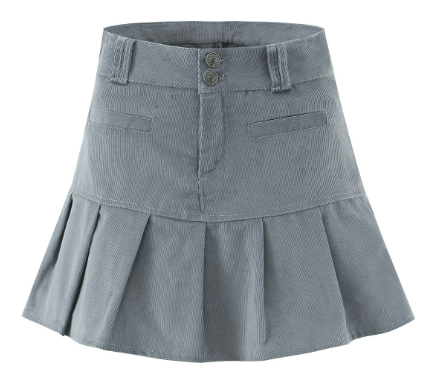 High Waist A-line Pleated Skirt for Women (Autumn/Winter)