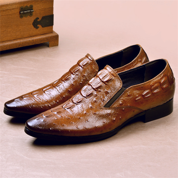 Crocodile Pattern Men's Dress Shoes - Casual Business Style