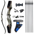 TOPARCHERY 60 Archery Recurve Bow Takedown Bow Hunting Bow and Arrow Set Adult Target Practice Competition Survival Longbow Right Hand 30-50lbs with 6pcs Fiberglass Arrows (35lbs)