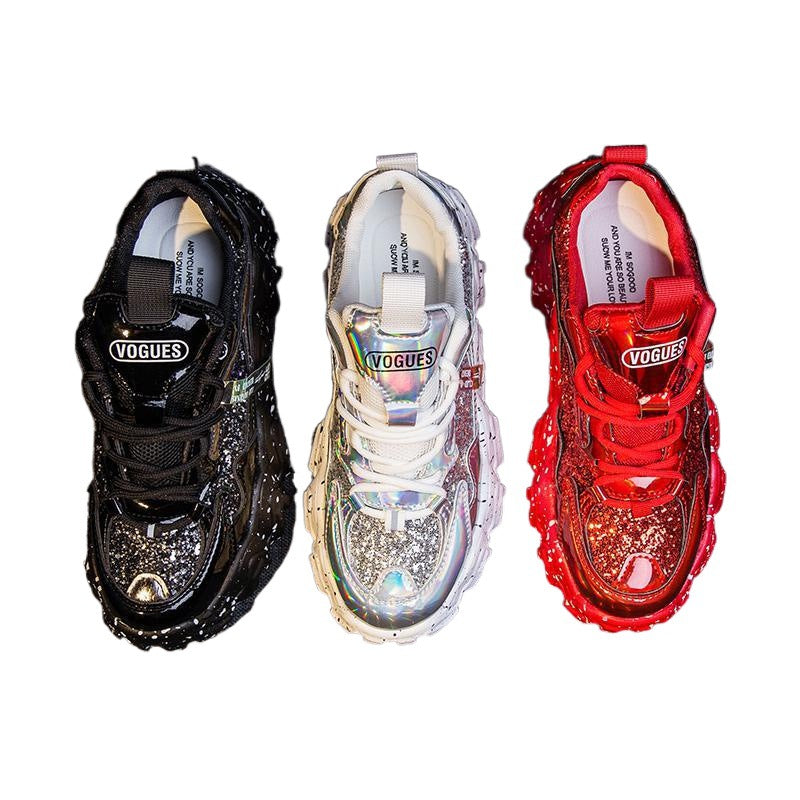 Women's Patent Leather Platform Dad Sneakers (New Style)