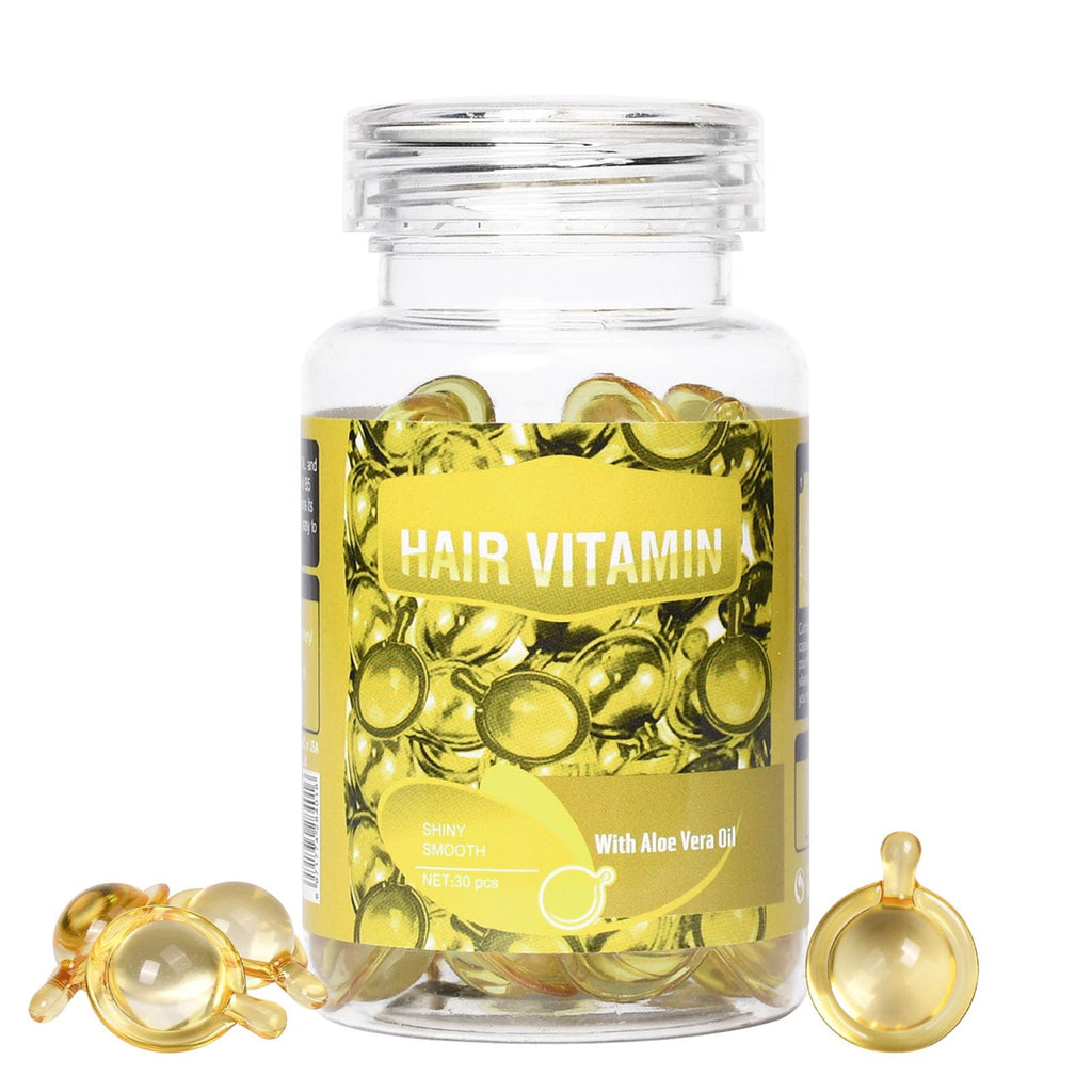 Hair Treatment Serum No Rinse Hair Vitamin Serum Capsule Enriched with Moroccan Oil Vitamin A C E and Pro Vit B5 Hair Oil Capsules for Moisturizing Anti-frizz Repair Maintenance(30CapsuleYellow)