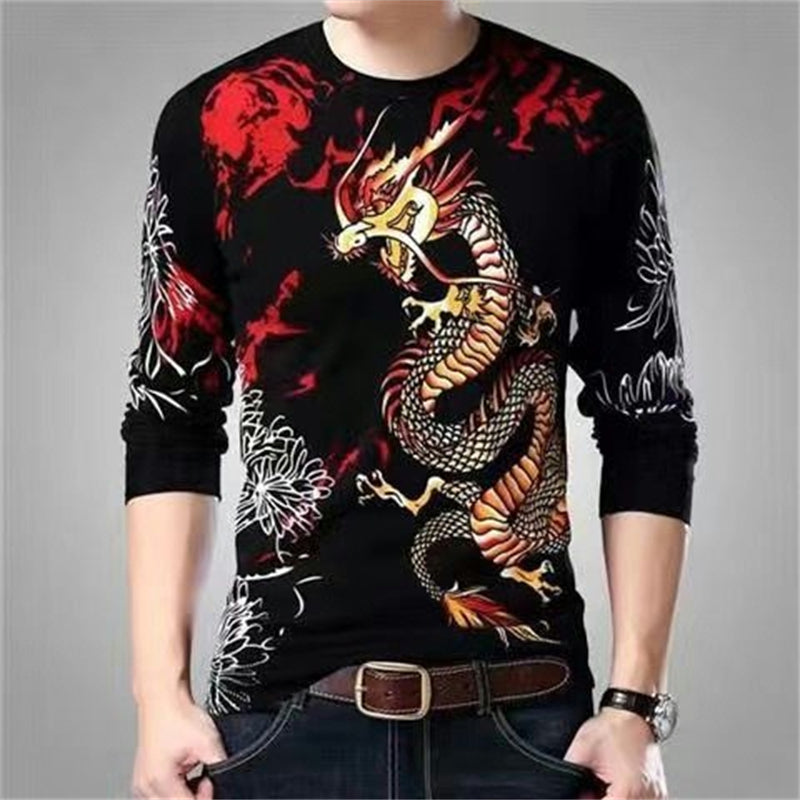 Men's 3D Printed Dragon Tiger Long Sleeve T-Shirt