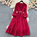 Bohemian Summer Dress with Embroidered Puff Sleeves