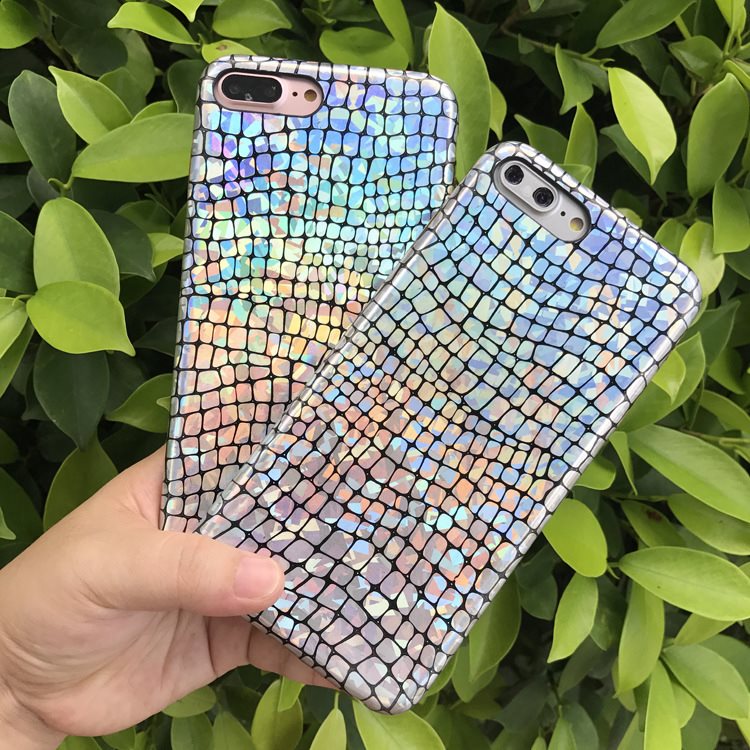 Iridescent Crocodile Pattern Silicone Phone Case