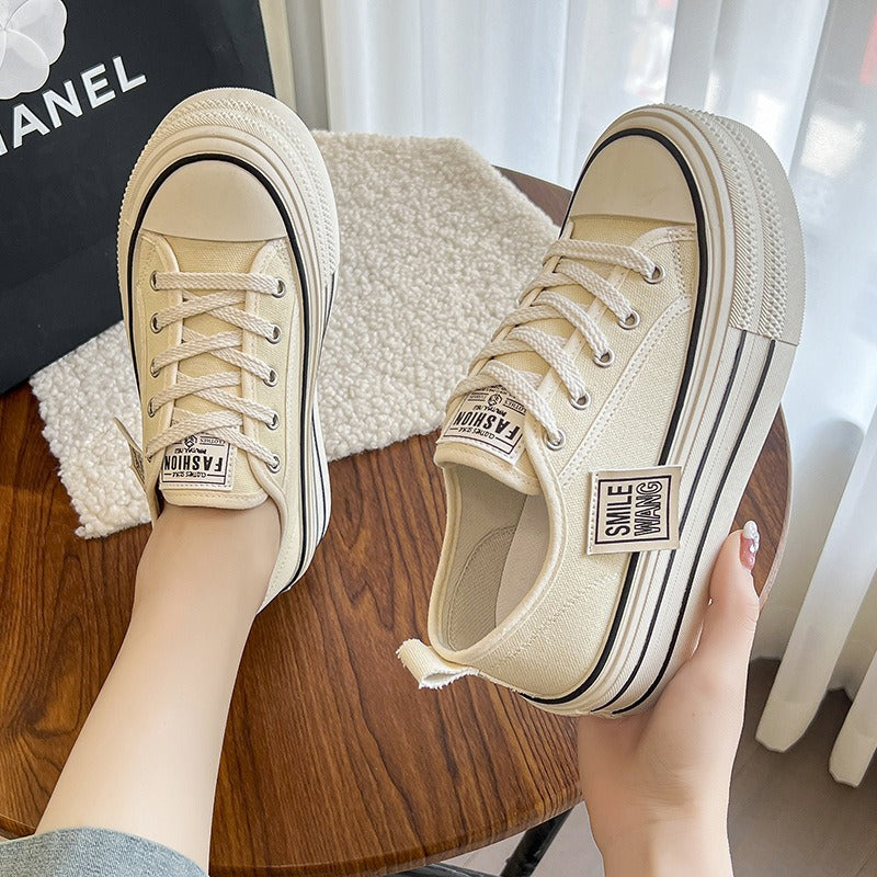 Women's Graphic Platform Canvas Lace-Up Sneakers