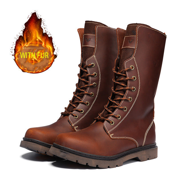 Men's Waterproof Leather Martin Hiking and Combat Boots
