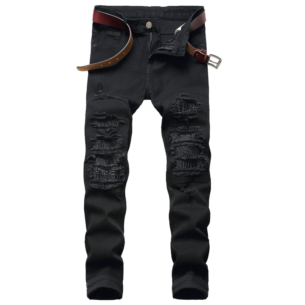 Men's Shredded Slim-Fit Motorcycle Jeans