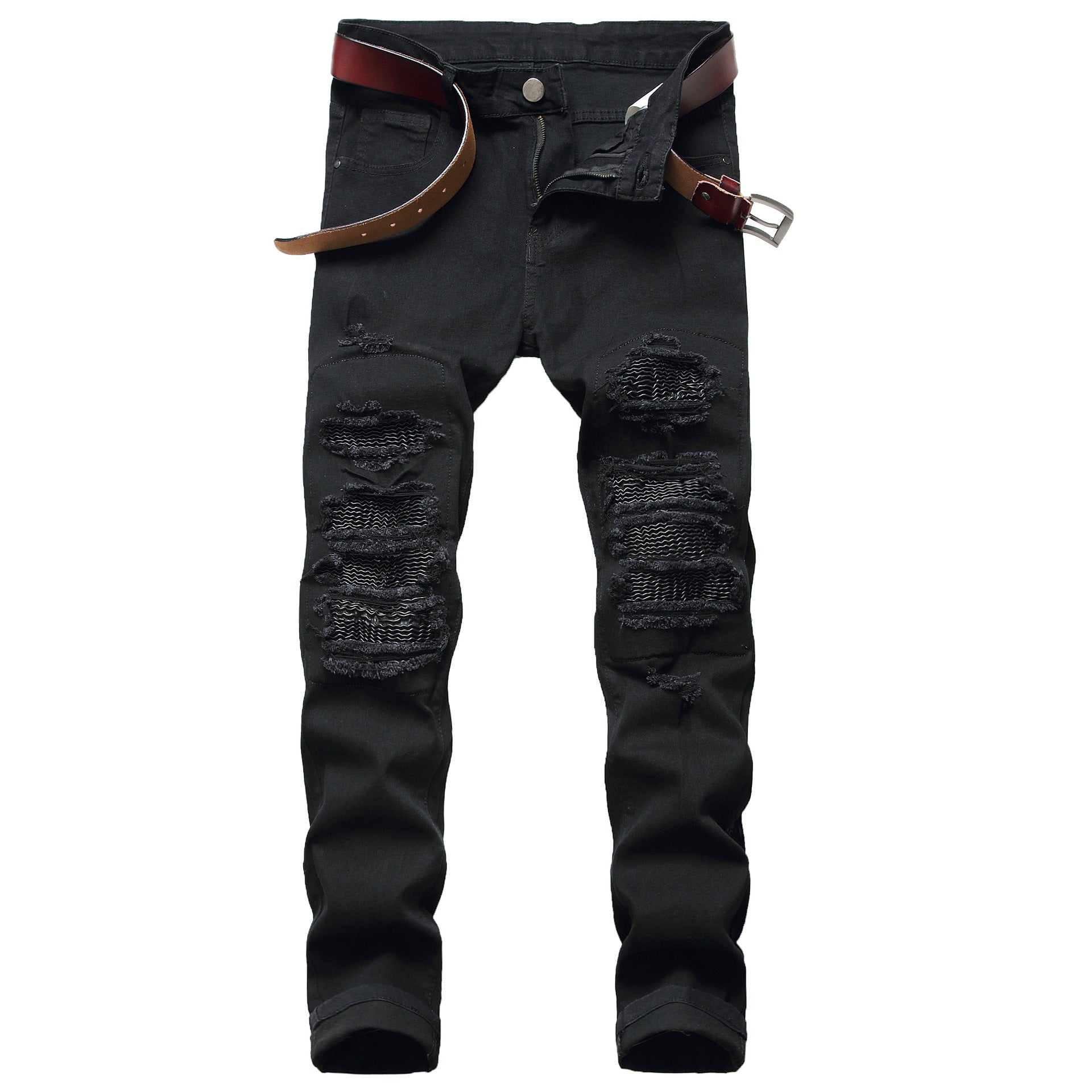Men's Shredded Slim-Fit Motorcycle Jeans