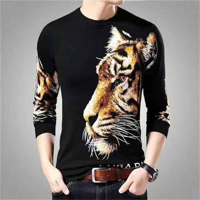 Men's 3D Printed Dragon Tiger Long Sleeve T-Shirt