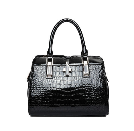 Crocodile Pattern Patent Leather Handbag