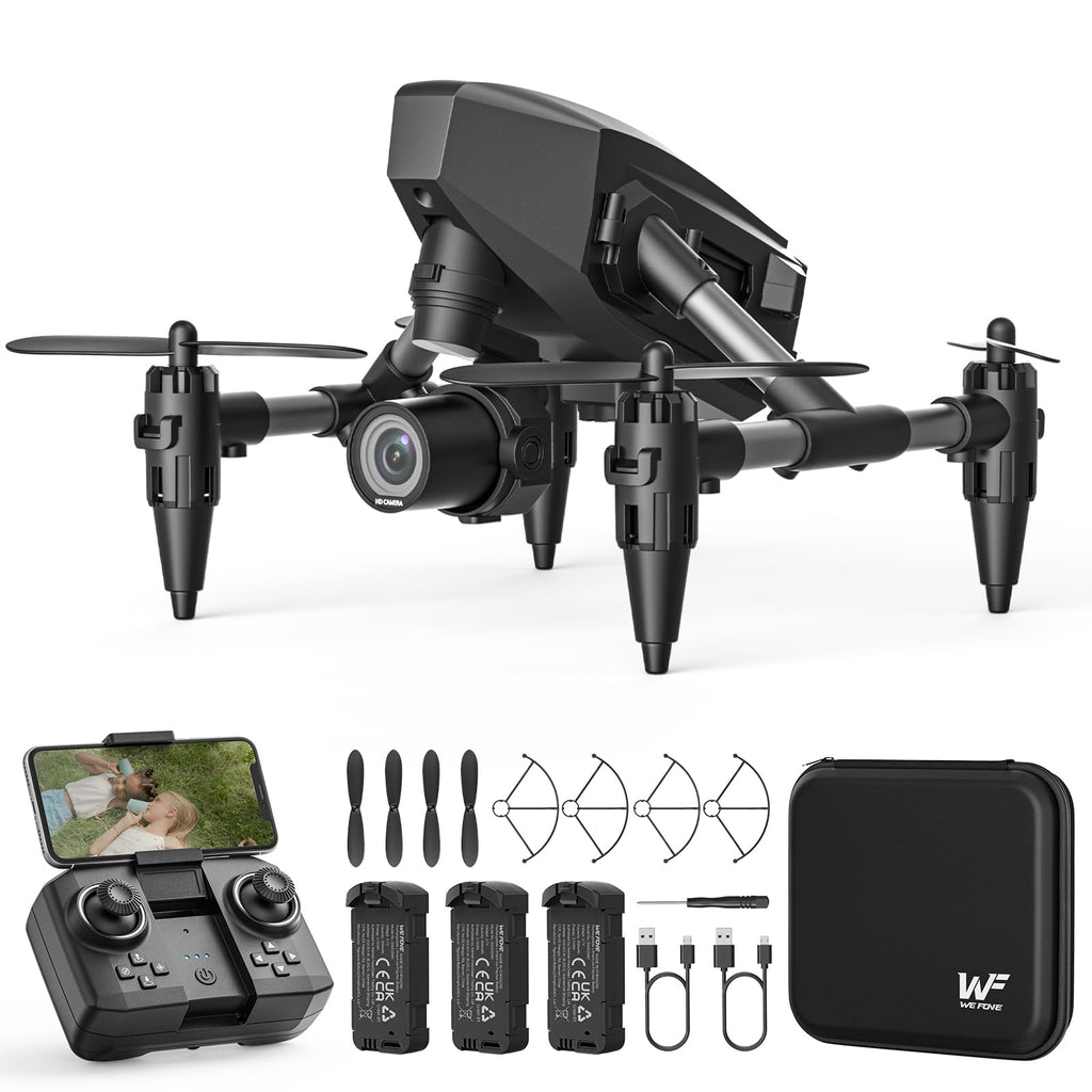 Drone with Camera for Kids 1080P Wefone Mini Drone for Beginners Adults Small RC Dron HD FPV Quadcopter with Optical Flow Positioning 3 Batteries 3D Flip One Key Start Toy Gifts for Boys Girls