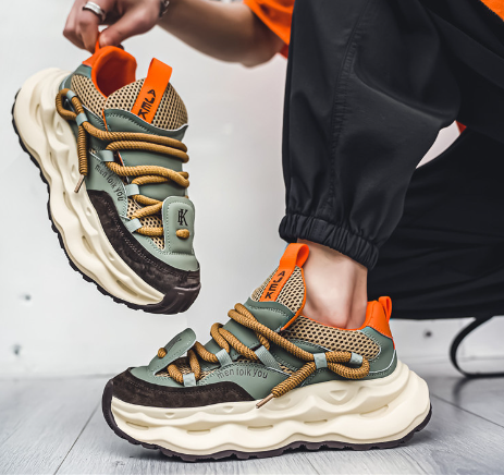 Trendy Color Block Thick Sole High-Top Men's Sneakers