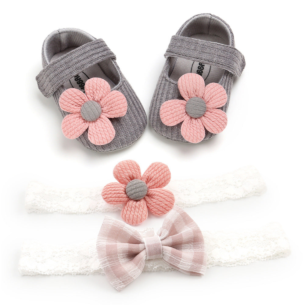 Soft-Soled Toddler Shoes and Headband Set for Babies