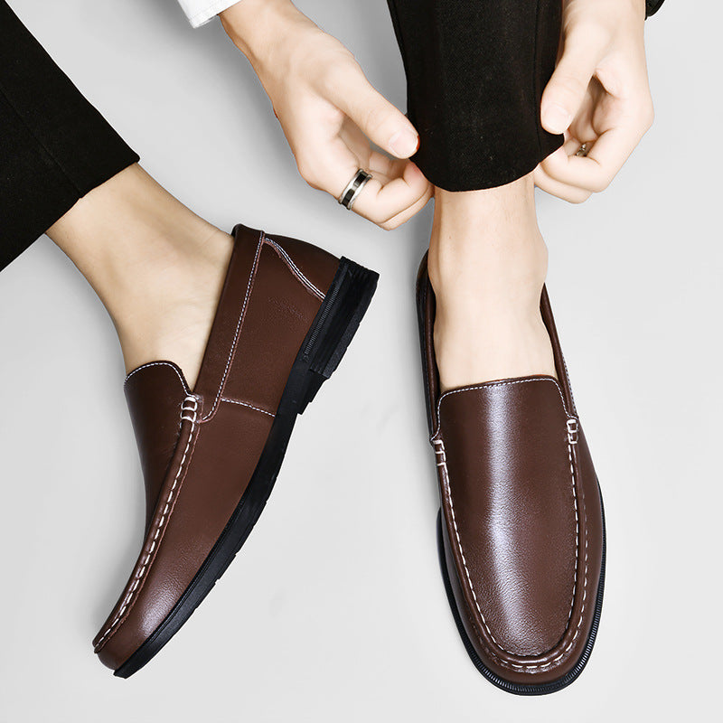 Men's Cowhide Loafers - Breathable Slip-On Dress Shoes