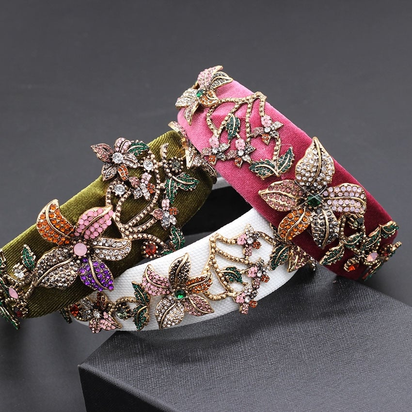 Fashion Diamond Colored Flower Headband