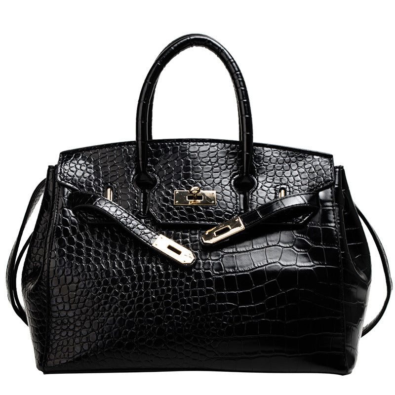 Crocodile Pattern Platinum Handbag for Women