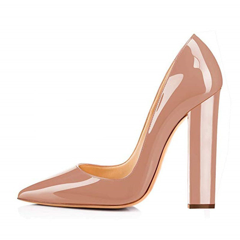 HXS Women's Fashion Pointed Toe Chunky Heel Shoes