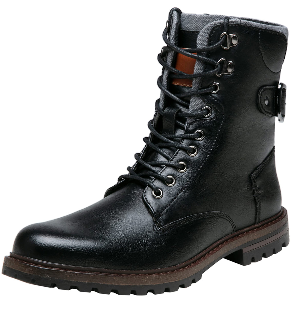 Jousen Boots for Men Casual Dress Retro Lace Up Motorcycle Boots Black(AMY8147A Black 08)