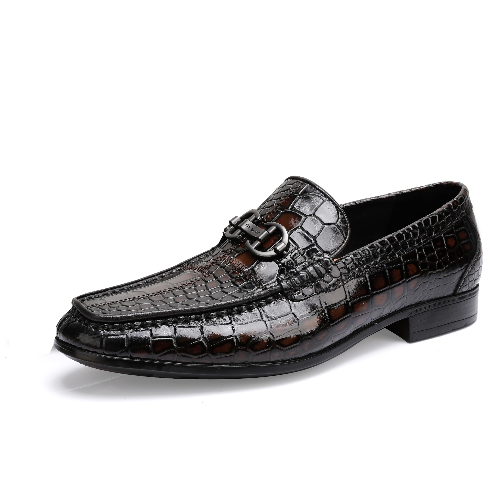 ChrisLOOK Mens Dress Shoes Genuine Leather Oxfords Luxury Formal Business Shoes Alligator Crocodile Print Shoes Size 8