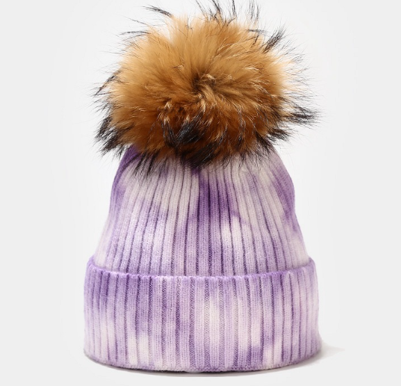 Multicolor Wool Beanie with Pom-Pom