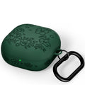 AIRSPO Flower Engraved Silicone Case Compatible for Samsung Galaxy Buds 2 Pro/Galaxy Buds2/ Galaxy Buds Pro/Galaxy Buds Live/Galaxy Buds FE Case Midnight Green